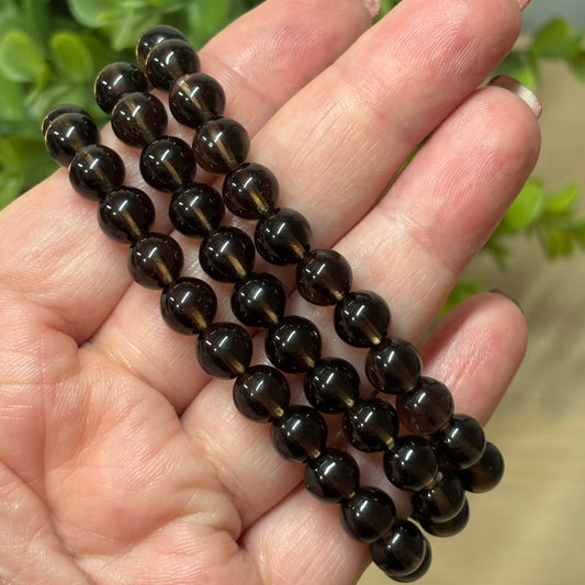 Smoky Quartz Bead Bracelet - 8mm