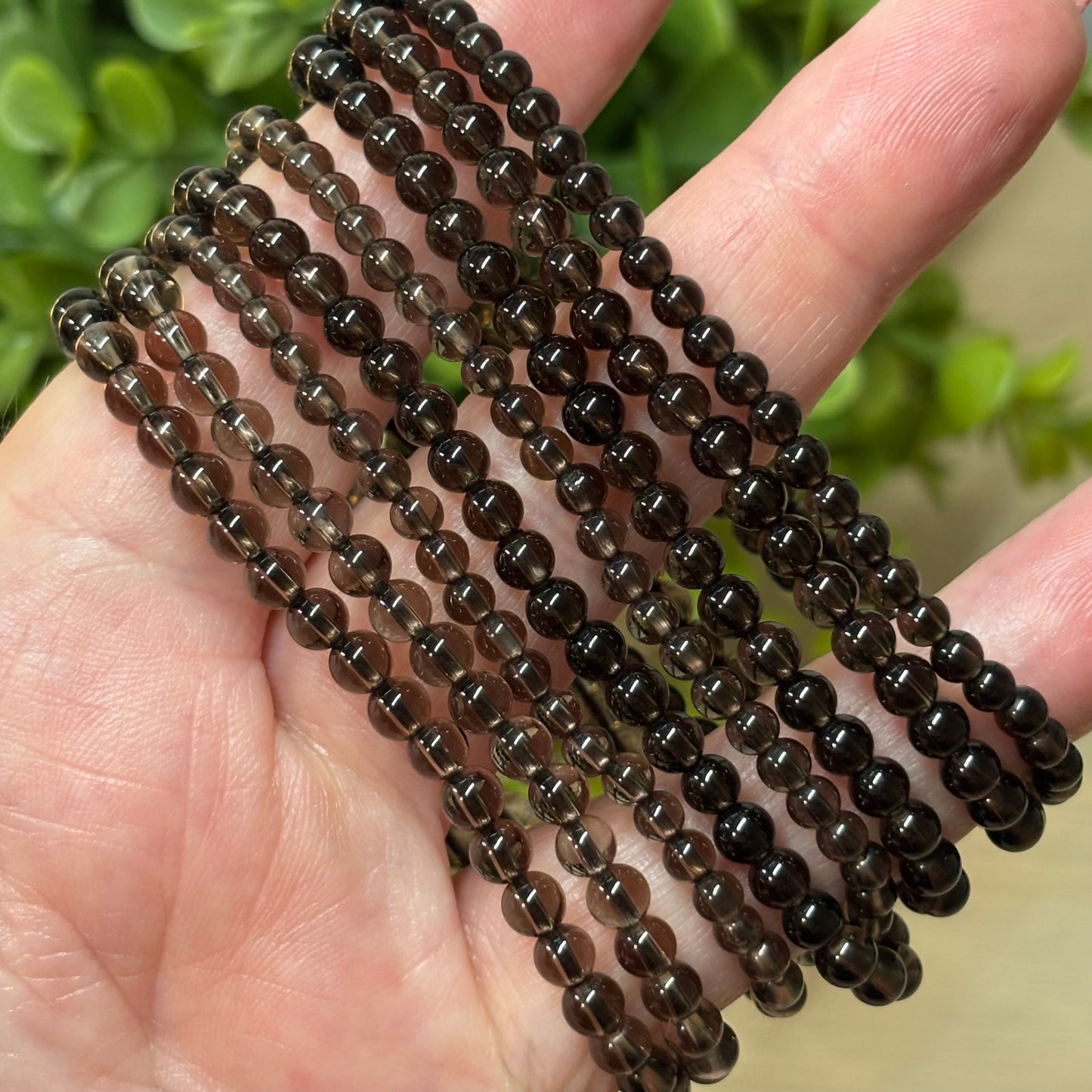 Smoky Quartz Bead Bracelet - 4mm - Grounding, Protection and Stress Relief