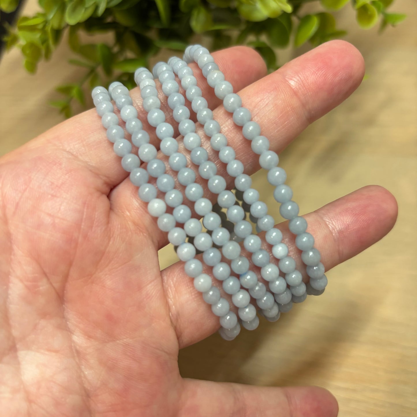 Angelite 4mm Bead Bracelet - Anxiety, Depression and Weight Lose