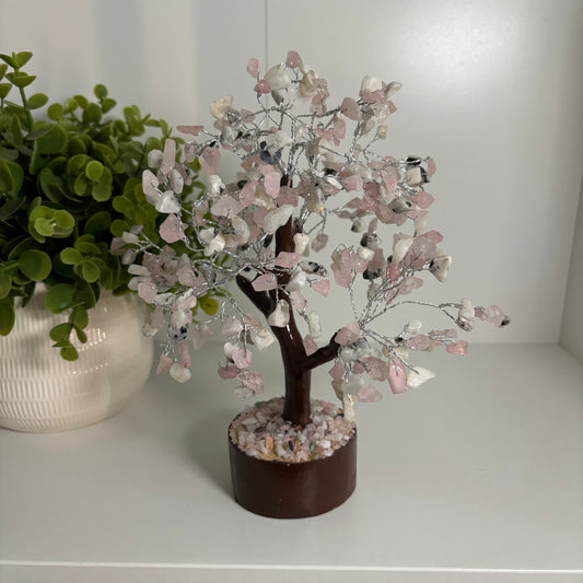 Crystal Chip Tree - Rose Quartz & Rainbow Moonstone (22cm)