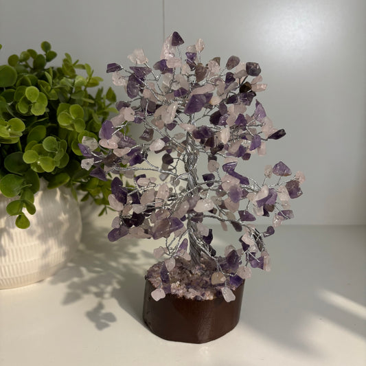 Crystal Chip Tree - Rose Quartz & Amethyst (22cm)