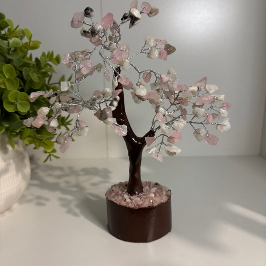 Crystal Chip Tree - Rose Quartz & Rainbow Moonstone (20cm)