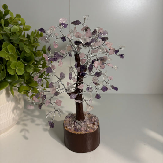 Crystal Chip Tree - Clear Quartz, Rose Quartz & Amethyst (20cm)