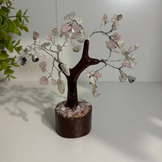 Crystal Chip Tree - Rose Quartz & Rainbow Moonstone (15cm)