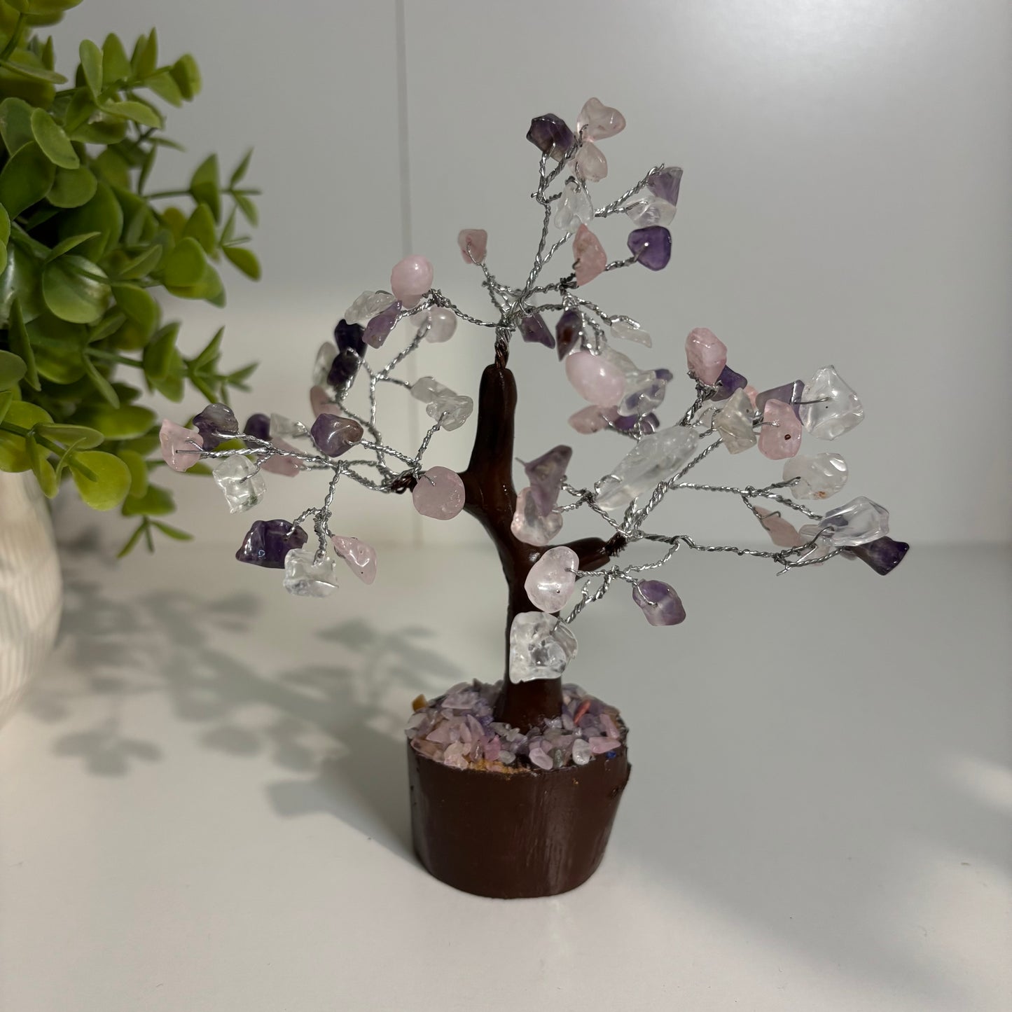 Crystal Chip Tree - Clear Quartz, Rose Quartz & Amethyst (15cm)