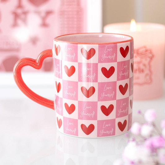 Love Yourself Checkered Mug