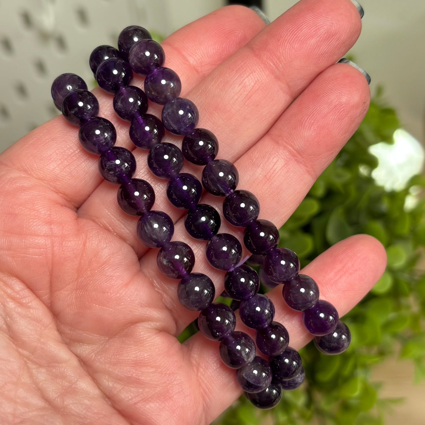 Plus Size - Amethyst Bead Bracelet 8mm - Anxiety, Guidance and Sleep