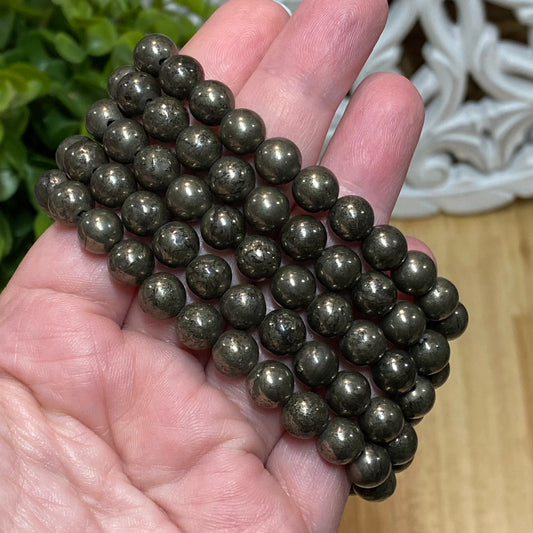 Pyrite Bead Bracelet - 8mm