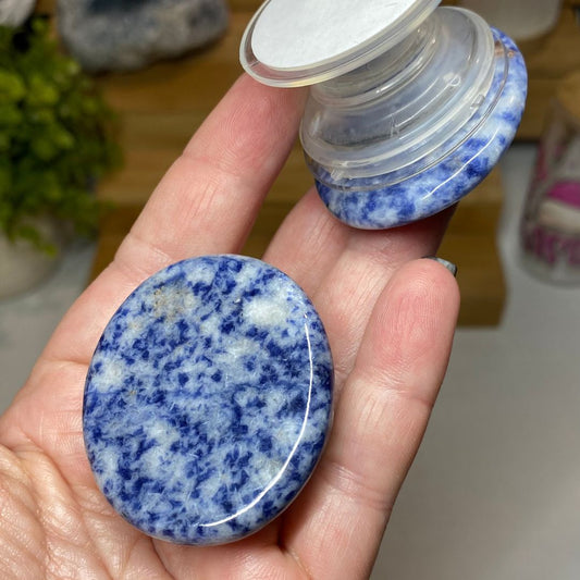 Sodalite Oval Pop Socket - Stress Relief, Communication, Calming and Weight Lose