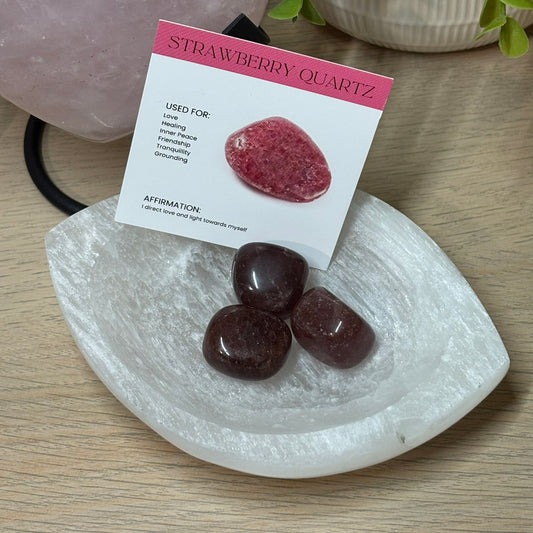 Strawberry Quartz Crystal Tumbles (3 Pack + Info Card)