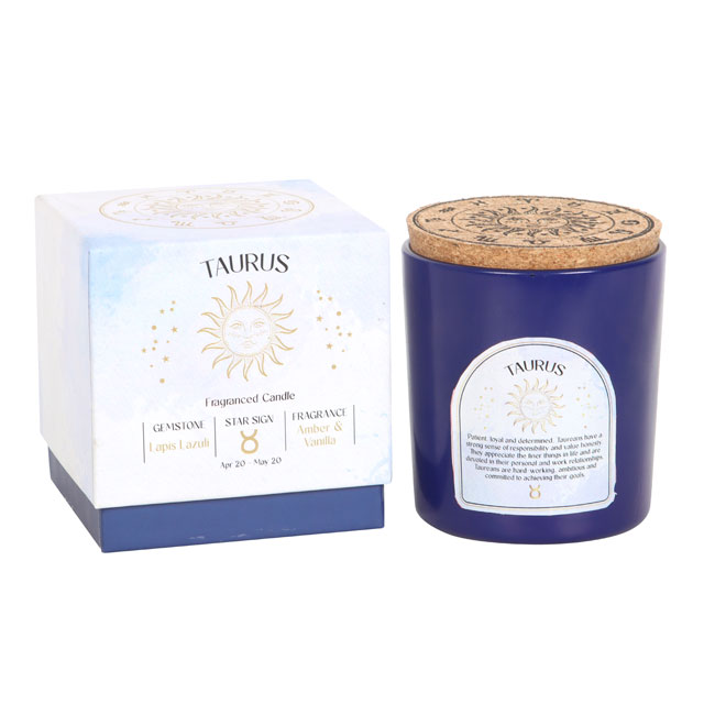 Taurus Zodiac Crystal Candle - Amber & Vanilla