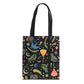 Black Folk Floral Polycotton Tote Bag