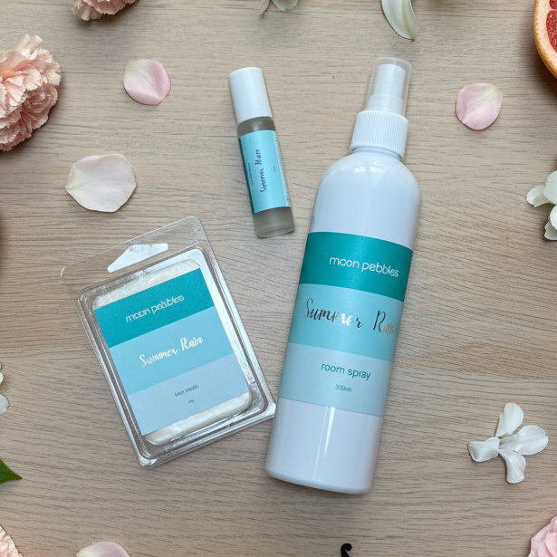 Summer Rain Fragrance Set Flat Lay