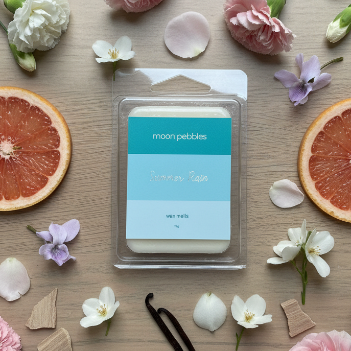 Summer Rain Wax Melts Flat Lay