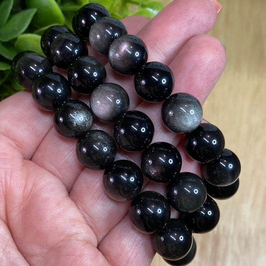 Silver Sheen Obsidian Bead Bracelet - Purpose, Protection and Self Reflection