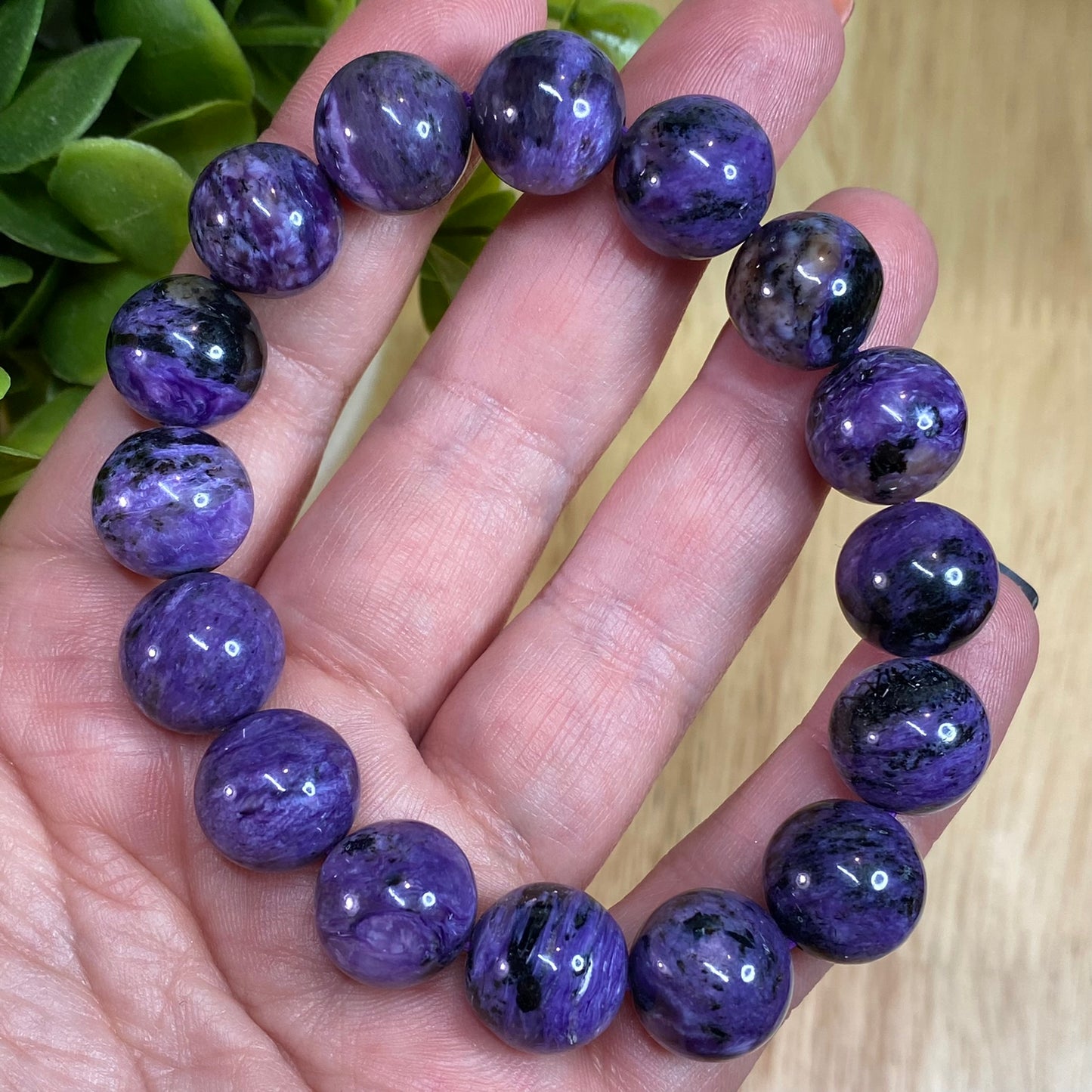 Charoite Bead Bracelet - 12mm - Transformation, Sleep and Unconditional Love